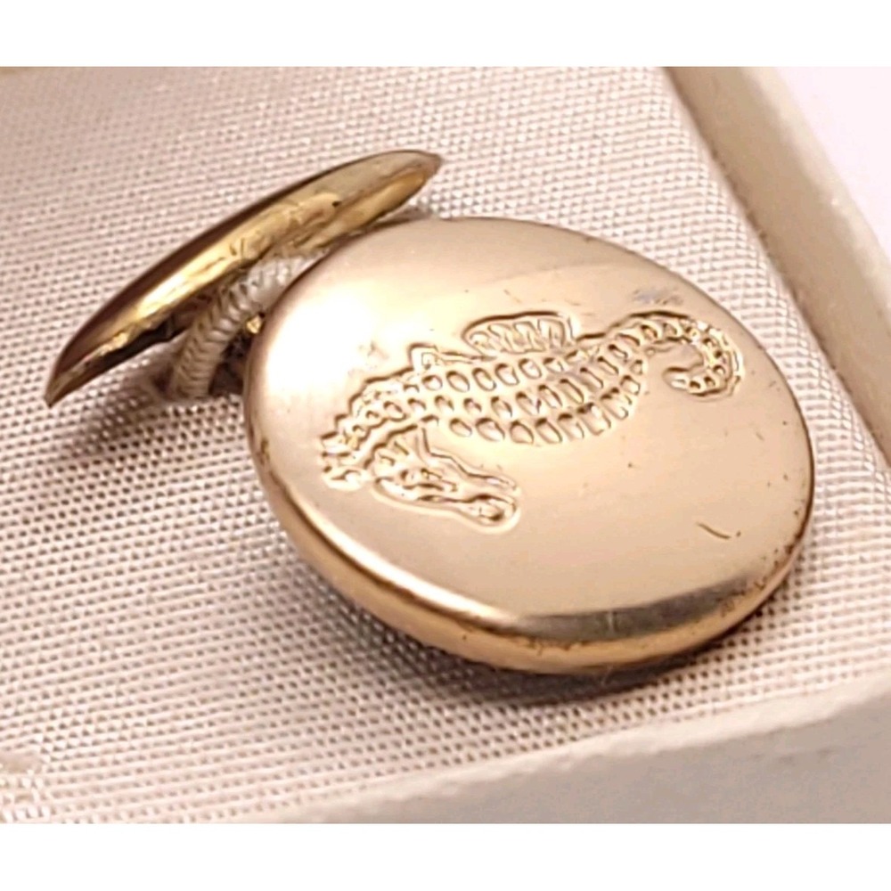 Vintage Seahorse Cufflinks Gold Tone Round Nautical Marine Life Men's Formal